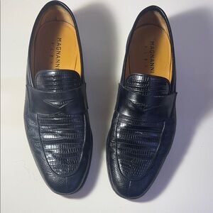 Lizard Skin Leather! Magnanni Flex Black Lizard Leather Loafers